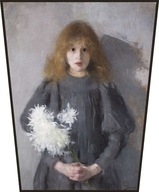 Obrazovka Dievča s chryzantémami Olga Boznańska Obrazovka Dievča s chryzantémami Olga Boznańska