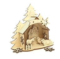 Vianočný betlehem vyrobený z preglejky, dekorácia