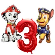 Sada balónov Paw Patrol 3 ks narodeninová Paw Patrol Chase Marshall číslo 3 Sada balónov Paw Patrol 3 ks narodeninová Paw Patrol Chase Marshall číslo 3