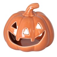 ORANŽOVÝ STOJAN NA SVIEČKU TEKVICI 17 CM HALLOWEEN