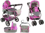 Kočík pre bábiky 2v1 Gondola Bag Pink Stars pre deti Kočík pre bábiky 2v1 Gondola Bag Pink Stars pre deti