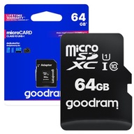 Pamäťová karta MicroSD SDXC Class 10 UHS-I Goodram 64 GB do telefónu Pamäťová karta MicroSD SDXC Class 10 UHS-I Goodram 64 GB do telefónu
