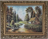 OBRAZ 40x50 POHĽAD NA KRAJINKU ZDOBENÝ ZLATÝ RÁM OBRAZ 40x50 POHĽAD NA KRAJINKU ZDOBENÝ ZLATÝ RÁM