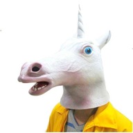 Maska UNICORN, latexová hlava jednorožca HORSE