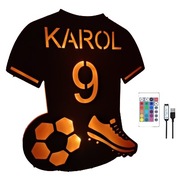 Futbalové tričko 3D LED Night Lamp s menom, azúrový obrázok, DARČEK Futbalové tričko 3D LED Night Lamp s menom, azúrový obrázok, DARČEK