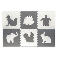 Veľká penová podložka, puzzle, biele a sivé zvieratká Veľká penová podložka, puzzle, biele a sivé zvieratká