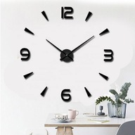 VEĽKÉ NÁSTENNÉ HODINY NALEPENÉ NA STENE 3D SILENT BLACK DIY 50-70 cm VEĽKÉ NÁSTENNÉ HODINY NALEPENÉ NA STENE 3D SILENT BLACK DIY 50-70 cm