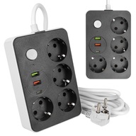 Remo predlžovací kábel čierny 4x230V + 2x USB-A+1xUSB-C Remo predlžovací kábel čierny 4x230V + 2x USB-A+1xUSB-C