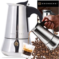 OCELOVÝ CAFETER 9 POHÁROV 450ml PLYN INDUK
