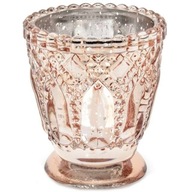 ružové zlato zrkadlové sklo STOJAN NA SVIEČKU TEALIGHT x4 ružové zlato zrkadlové sklo STOJAN NA SVIEČKU TEALIGHT x4