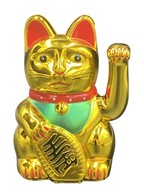Japonská mačka čínska Maneki-Neko Lucky Cat 18cm ZLATÁ Japonská mačka čínska Maneki-Neko Lucky Cat 18cm ZLATÁ