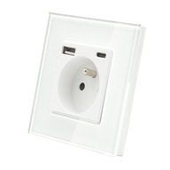 SKLENENÁ ZÁSUVKA ELEKTRICKÁ NABÍJAČKA USB A+C 5V 3,1 A BIELA SKLENENÁ ZÁSUVKA ELEKTRICKÁ NABÍJAČKA USB A+C 5V 3,1 A BIELA