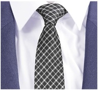 MÓDNA pánska károvaná kravata čierna SLIM FIT rw53 MÓDNA pánska károvaná kravata čierna SLIM FIT rw53