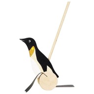 DREVENÝ Penguin PUSH na GOKI palici