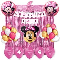 Súprava balónov s menom Minnie Mouse k 4. narodeninám Súprava balónov s menom Minnie Mouse k 4. narodeninám