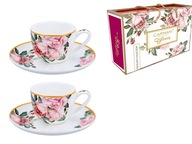 Sada dvoch šálok na espresso s podšálkami s ružami Sada dvoch šálok na espresso s podšálkami s ružami