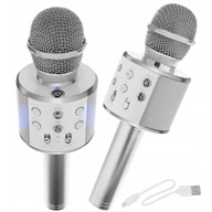 Mikrofónny bluetooth reproduktor DETSKÉ KARAOKE USB STRIEBORNÉ