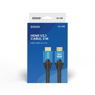 Kábel HDMI v2.1 3m 8K medené zlaté koncovky eth/3D Kábel HDMI v2.1 3m 8K medené zlaté koncovky eth/3D