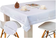 BIELY obrus na vianočný stôl, hladký so striebrom, 150x260