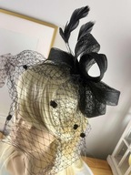 Čierny závojový fascinátor čelenka Čierny závojový fascinátor čelenka