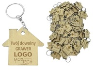 100 x prívesok na kľúče domček chatka GRAVED logo