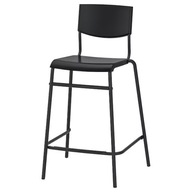IKEA STIG Barová stolička s operadlom, čierna 63 cm