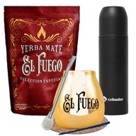 Yerba Mate El Fuego Elaborada set 500g+YERBOMOS