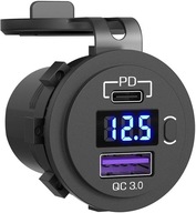 Napájanie 3.0 USB C zásuvka 12V do Napájanie 3.0 USB C zásuvka 12V do