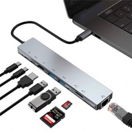 ADAPTÉROVÝ HUB 8v1 RJ45 LAN HDMI USB 3.0 USB-C SD MAC