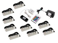 Súprava 9x PVC LED klipov pre sklenené police displeja RGB