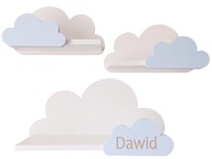 Poličky Cloud 3x polička Moli cloud s názvom do spálne detskej izby