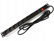 19" zásuvka do racku, 7 zásuviek, vypínač 19" zásuvka do racku, 7 zásuviek, vypínač