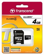 MicroSDHC 4GB Class4 19/5 MB/s + pamäťová karta