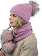 Ružová Súprava čiapka + šál brmbolce Alpaca Al4 Ružová Súprava čiapka + šál brmbolce Alpaca Al4