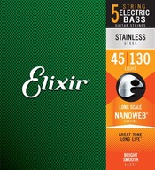 Elixir NanoWeb Steel 5str 45-130 basové struny