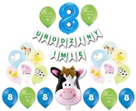 Súprava balónov Farm Cow Tractor 8 narodeniny