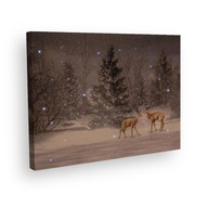 Zimný LED obraz 48x38 cm - Jeleň medzi stromami Zimný LED obraz 48x38 cm - Jeleň medzi stromami