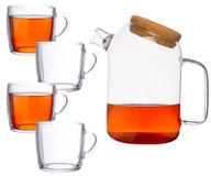 Čajová kanvica, nálevník 1,1l + sklenené poháre