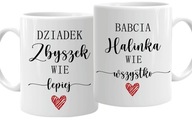 Sada 2 hrnčekov pre BABKU a DEDKA + ich mená Babička vie všetko Sada 2 hrnčekov pre BABKU a DEDKA + ich mená Babička vie všetko