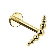 Klaster Labret vyrobený z guličiek - vnútorný závit 1,2/6 zlatý Klaster Labret vyrobený z guličiek - vnútorný závit 1,2/6 zlatý