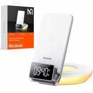 McDodo Indukčná nabíjačka s lampou a funkciou alarmu, s hodinkami, biela