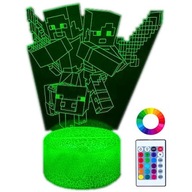 Minecraft Creeper 16 LED 3D stolná lampa pre deti + diaľkové ovládanie Minecraft Creeper 16 LED 3D stolná lampa pre deti + diaľkové ovládanie
