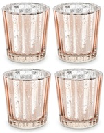 Sklenené svietniky Rose Gold svadobné 5,5x6cm 4ks. Sklenené svietniky Rose Gold svadobné 5,5x6cm 4ks.