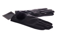 Dámske kožené rukavice, čierne, veľkosť X/S