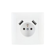 Jedna zásuvka + 2 x USB biela Jedna zásuvka + 2 x USB biela