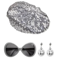 DISCO SET 3 EL. STRIEBORNÉ NÁUŠNICE OKULIARE BERET DISCO SET 3 EL. STRIEBORNÉ NÁUŠNICE OKULIARE BERET