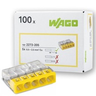Drôt rýchlospojky 5x2,5mm2 WAGO 2273-204 100PCS Drôt rýchlospojky 5x2,5mm2 WAGO 2273-204 100PCS