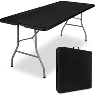 Cateringový stôl rozkladací do kufra, 180 cm, čierny