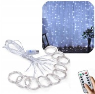 STUDENÁ SVETELNÁ ZÁCLONA 300 LED Garland Lampy 2X2m USB biela STUDENÁ STUDENÁ SVETELNÁ ZÁCLONA 300 LED Garland Lampy 2X2m USB biela STUDENÁ