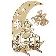 Vianočná drevená mesiačiková dekorácia Santa Claus